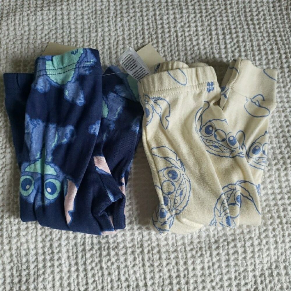 NWT Disney Stitch Baby Pajama Pants Lot of 2 Navy Cream 18 Months Joggers